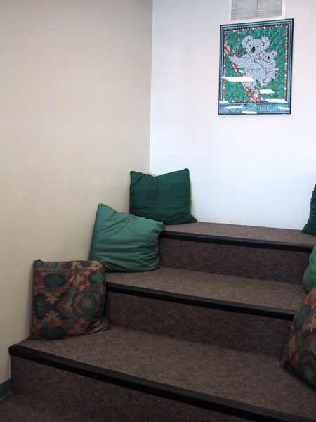 [This children's reading area was actually much more inviting than this picture makes it look, though the Capitol Branch was all right angles and lines, it seemed.
]